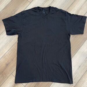 Classic Black V-Neck Men's Shirt New Without Tag Cotton Size M-L